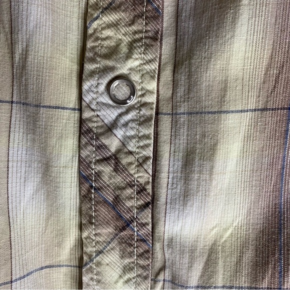 Vintage Wrangler Western Skully Vine Snap Button Shirt Men's 2XL Brown Tan Plaid - Picture 7 of 13